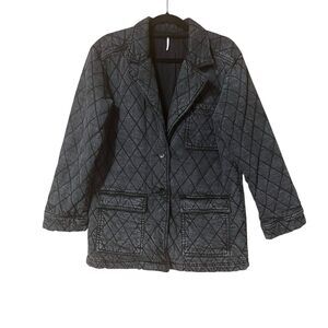 YFB Young Fabulous & Broke Size M Walker Mineral Wash Black Quilted Denim Coat